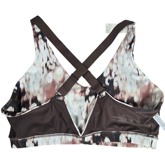 aerie OFFLINE Shine Strappy Back Sports Bra in Cocoa Cream XL NWT - Picture 5 of 10